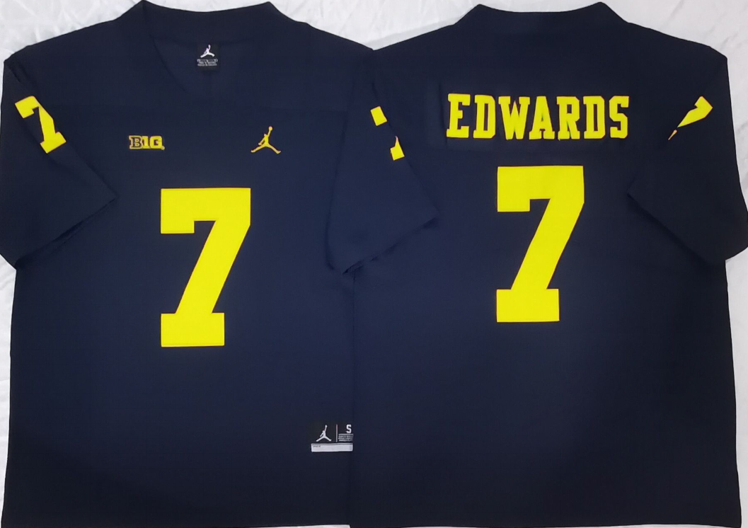 Men's Michigan Wolverines Donovan Edwards #7 Navy Jersey